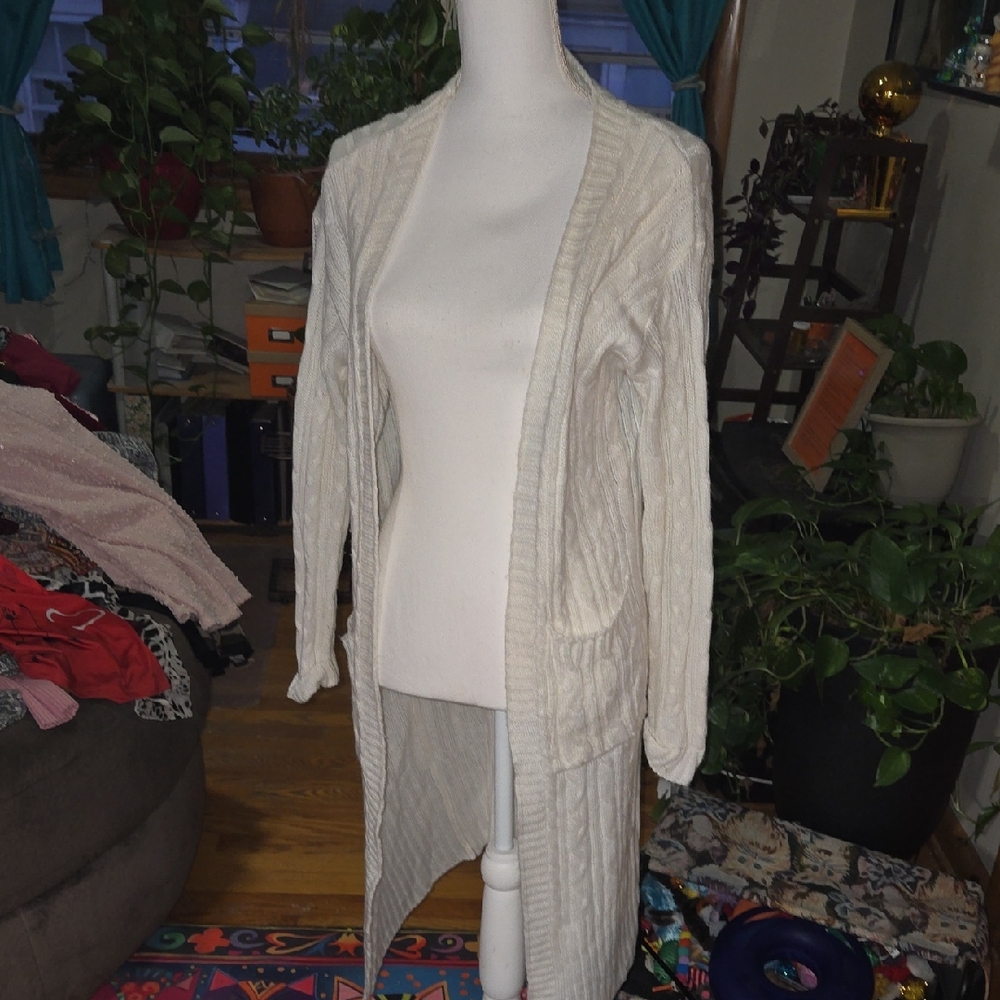 Chic Cream Open-Front Cardigan
